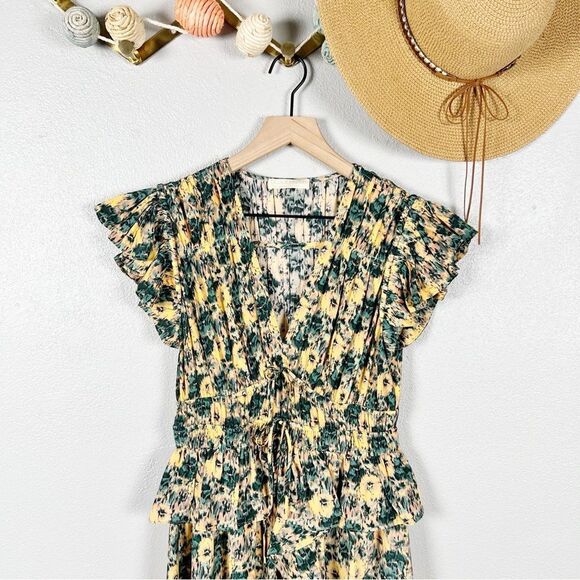 Ulla Johnson Avia Midi Dress in Begonia 100% Silk Floral Ruffle Size 4 - Picture 3 of 8